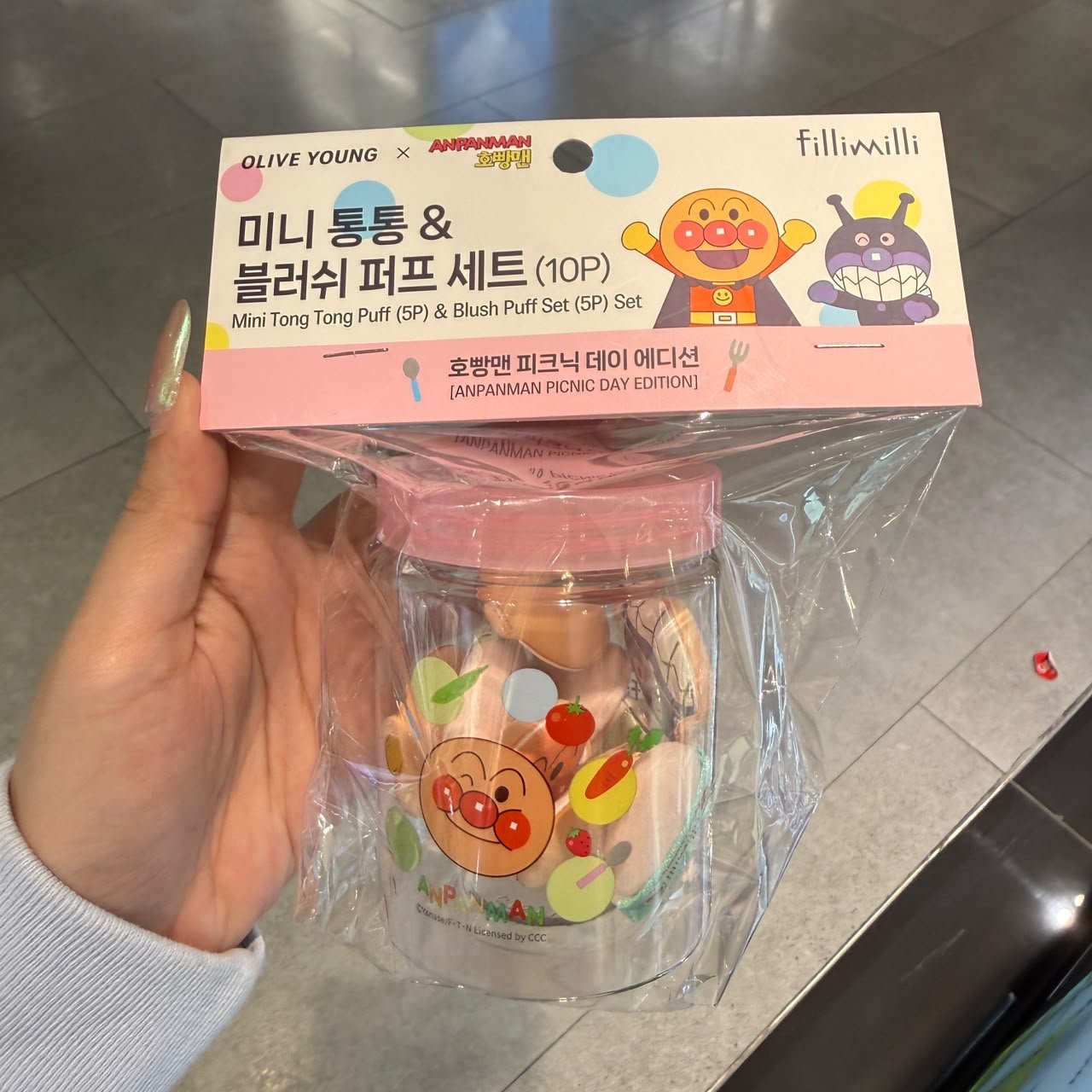 OLIVE YOUNG YY744 FILLIMILLI MINI TONG TONG PUFF (5PCS) + BLUSH PUFF SET 5PCS SET (KR39.0)