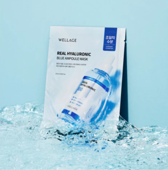 WELLAGE WE305 REAL HYALURONIC BLUE AMPOULE MASK (5EA) (KR37.0)